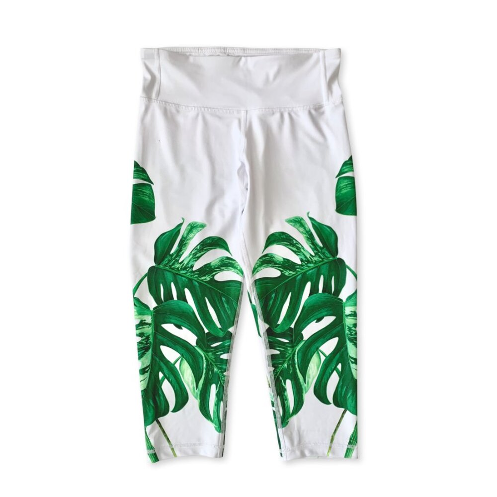 CHRLDR Monstera Leaf 3/4 Leggings Athleisure Yoga Tropical Resort Activewear